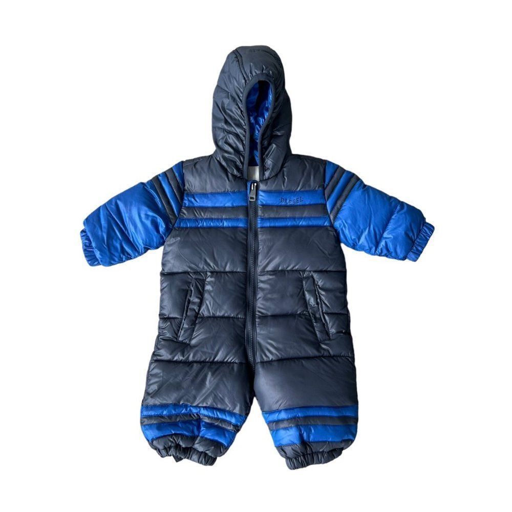 Diesel Hooded Winter Puffer Snowsuit Black / Blue Infant 6-9 Months